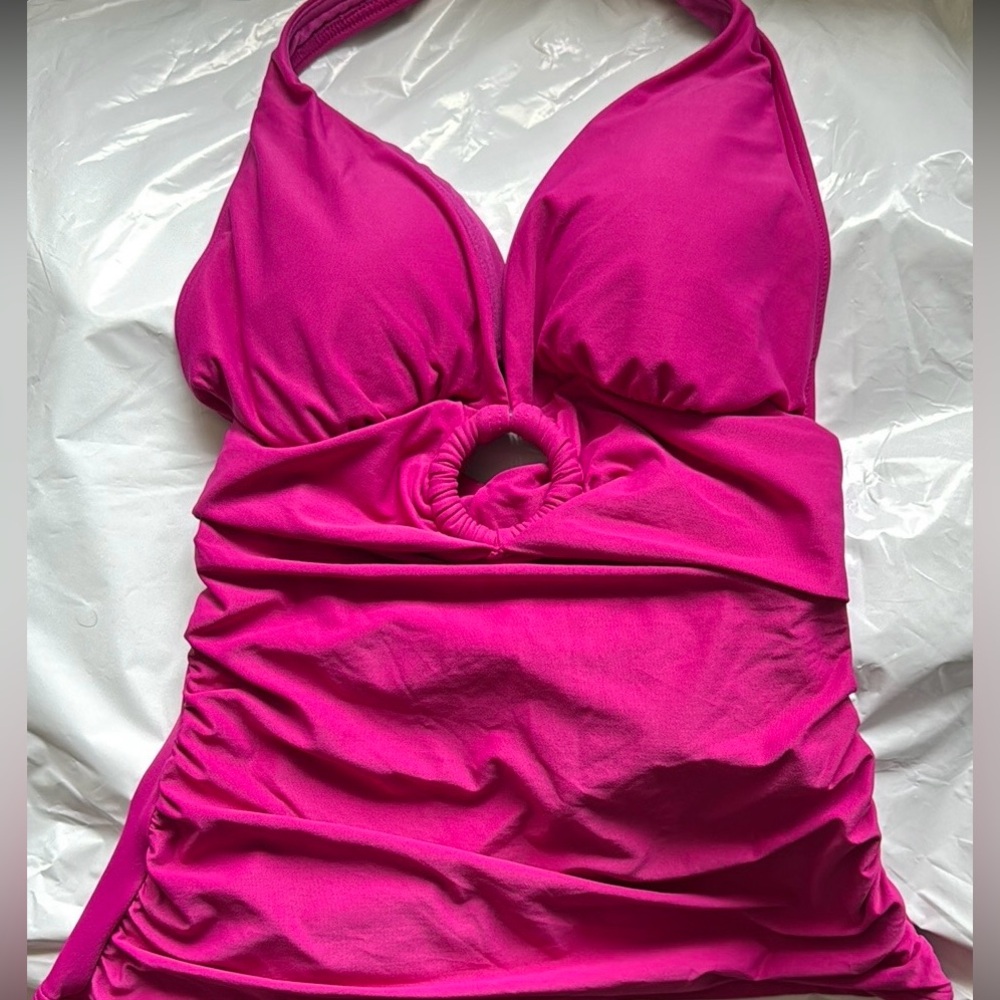 Carmen Marc Valvo Fuchsia Halter Swimsuit